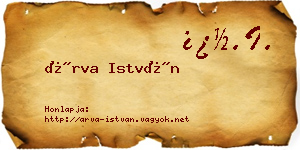 Árva István névjegykártya